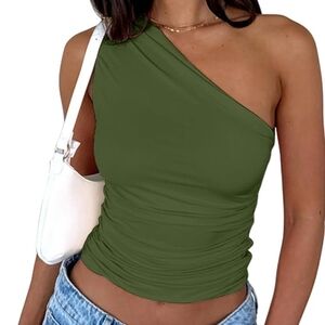 Olive Green One-Shoulder Top